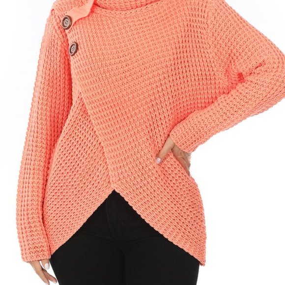 SWEATER WRAP ASYMMETRICAL HEM SWEATER - Picture 3 of 4